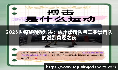 2025世锦赛强强对决：惠州拳击队与三亚拳击队的激烈角逐之夜